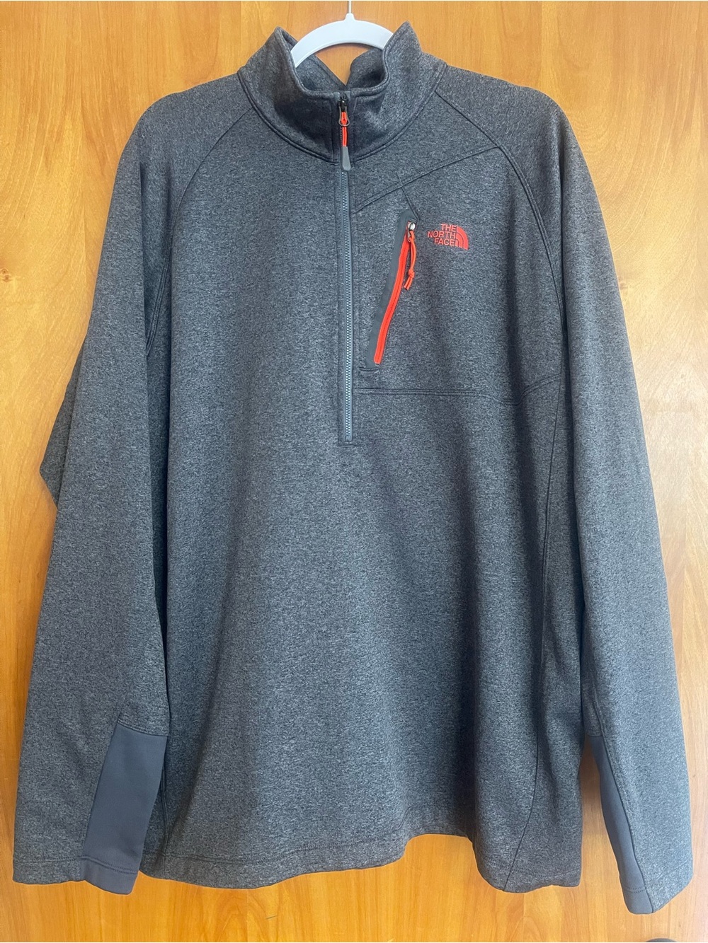 The North Face Gray Quarter-Zip Pullover with Red Accents